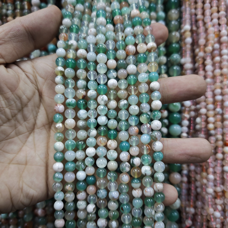 Accesorii pentru bijuterii DIY — Mărgele rotunde de agat cu model Cherry Blossom pentru brățară, suprafețe lustruite și mate, Origine Yiwu, Brand Go to Rui