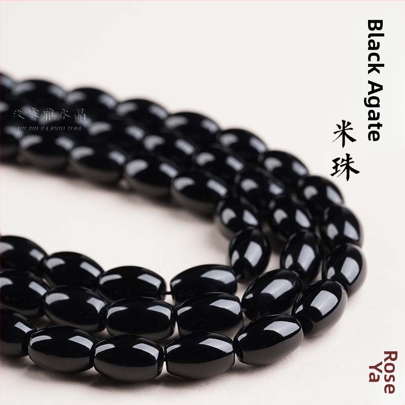 Crne agatne rižaste perle, 6 mm, slobodne perle za DIY nakit, poluproizvodi