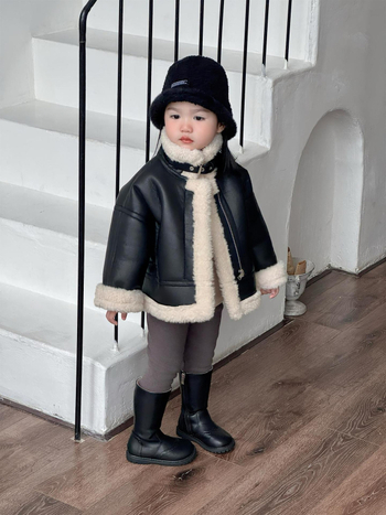 Bērnu ziemas jaka, kokvilnas maisījums, flīsa odere, Korejas stila, 3–8 gadi