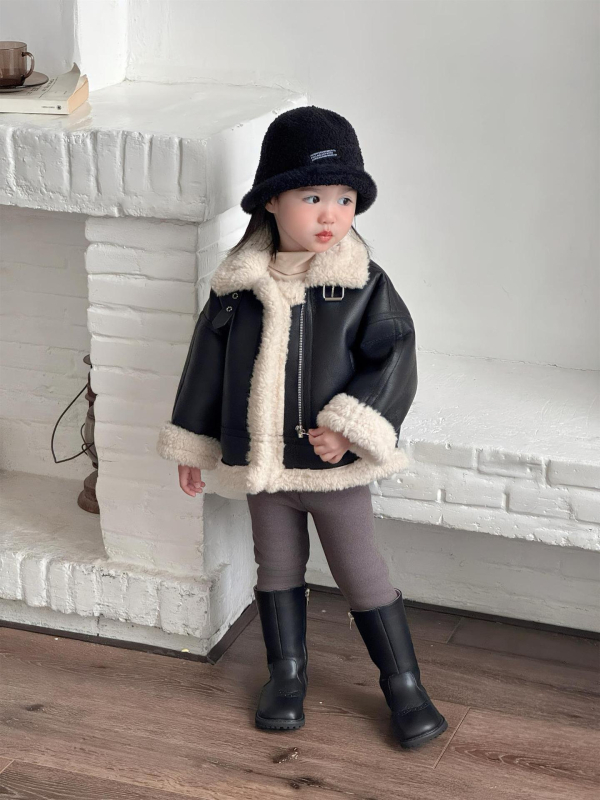 Bērnu ziemas jaka, kokvilnas maisījums, flīsa odere, Korejas stila, 3–8 gadi