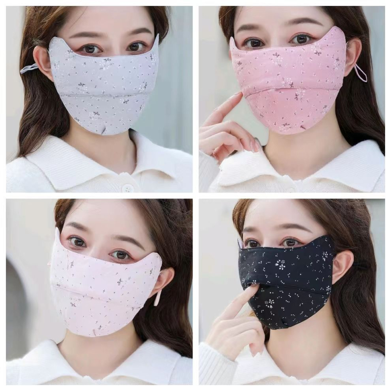 Дамска памучна маска за есен-зима, прахоустойчива, с ушни ленти