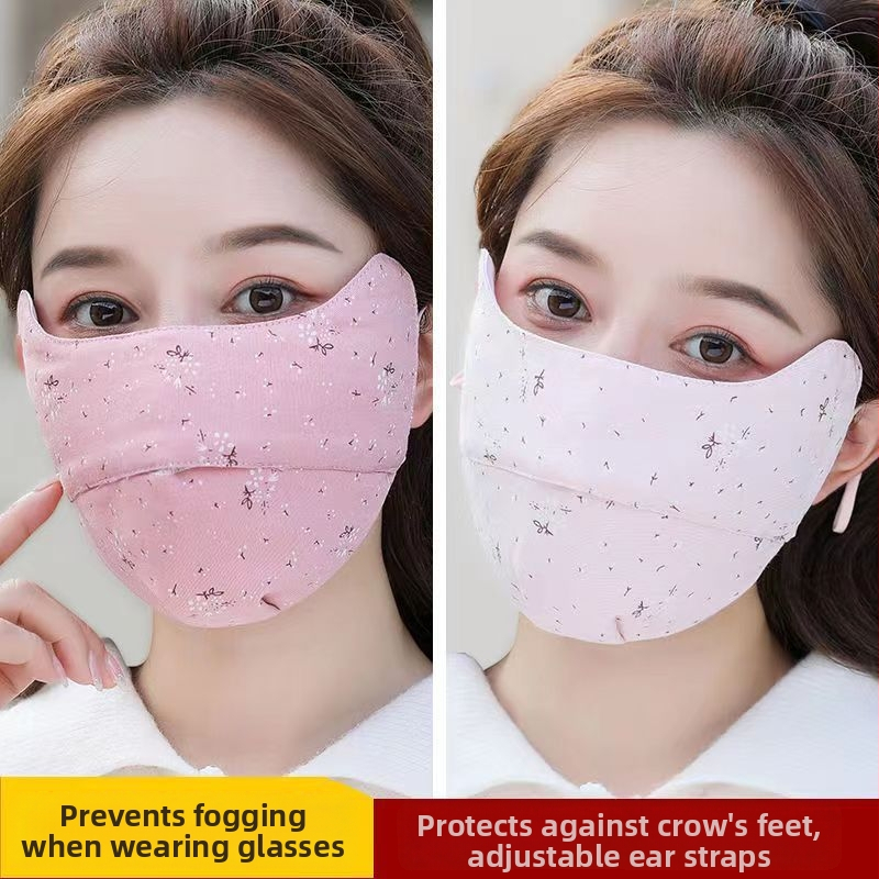 Sieviešu kokvilnas sejas maska rudens–ziema, aizsardzība pret putekļiem, ar ausu siksniņām