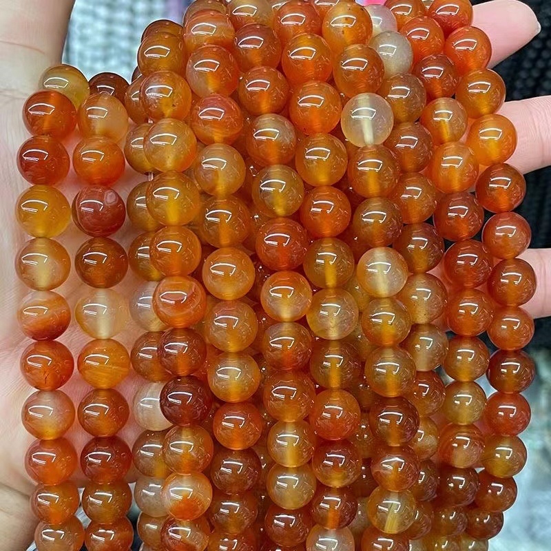 Prirodne crvene ahat kuglice, 8 mm, za DIY izradu nakita