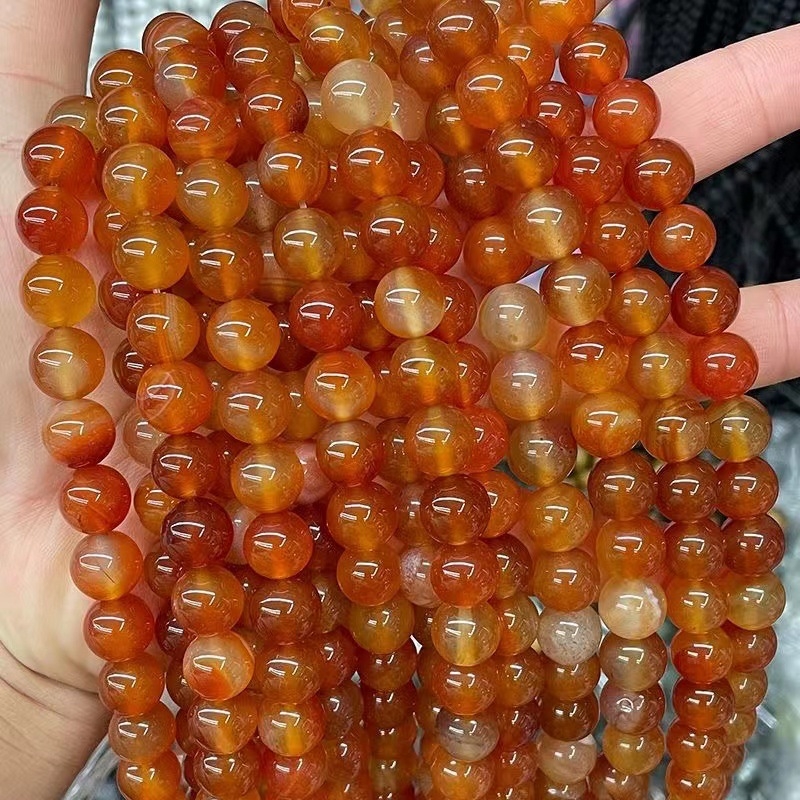 Prirodne crvene ahat kuglice, 8 mm, za DIY izradu nakita