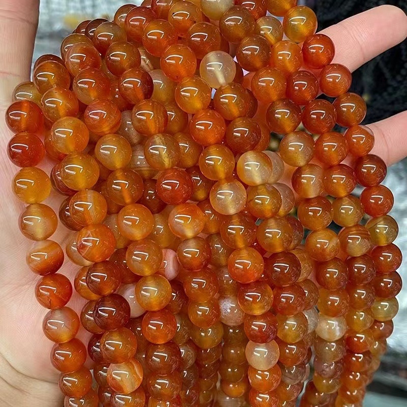 Prirodne crvene ahat kuglice, 8 mm, za DIY izradu nakita