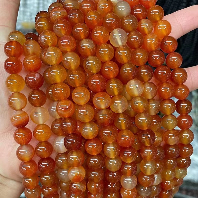 Prirodne crvene ahat kuglice, 8 mm, za DIY izradu nakita