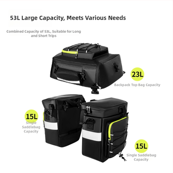 Cyklistická pannier taška, 65 L kapacita, polyesterový materiál, vodeodolná, multifunkčná cestovná taška, model YA675