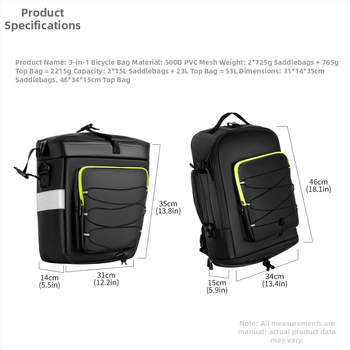 Cyklistická pannier taška, 65 L kapacita, polyesterový materiál, vodeodolná, multifunkčná cestovná taška, model YA675