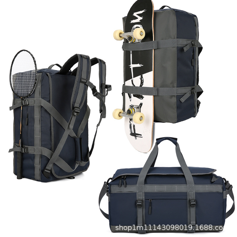 Kültéri sport hátizsák – Nagy kapacitású, vízálló, légáteresztő, száraz–nedves elválasztás, Oxford anyag, gördeszka és snowboard kompatibilis