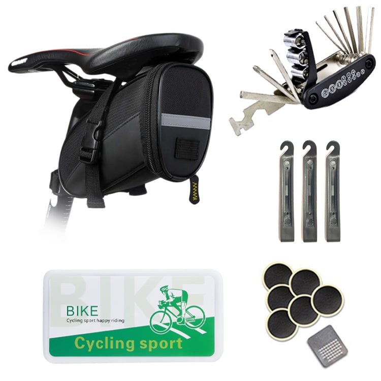 Чанта за седалка на велосипед със комплект за ремонт на гуми без лепило, водоустойчив канвас