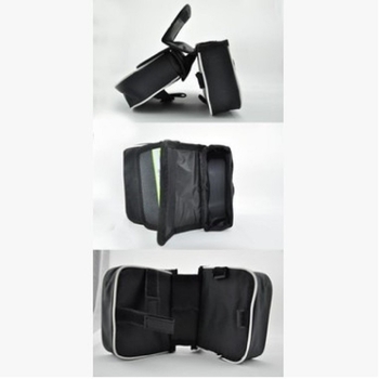 MTB első váztáska – kemény héjú, kétoldalas kialakítás, felsőcsőre szerelhető, modell 15, 600d anyag, nagy kapacitás, belső párnázás, Hebei eredet