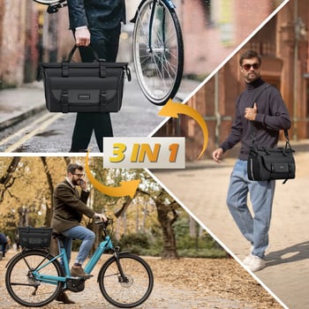 Rainsmore 3-в-1 велосипедна чанта, 18 л, рамкова чанта, водоустойчива, презрамка за кръст, рефлекторна за нощна безопасност, унисекс