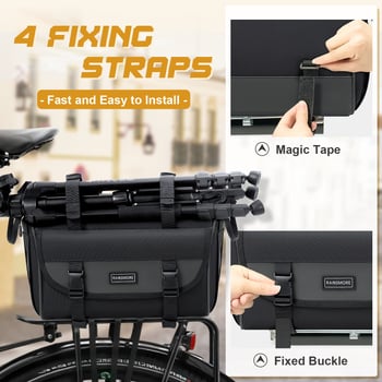 Rainsmore 3-в-1 велосипедна чанта, 18 л, рамкова чанта, водоустойчива, презрамка за кръст, рефлекторна за нощна безопасност, унисекс