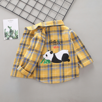 Cămașă casual nouă și versatilă pentru băieți, îmbrăcăminte elegantă pentru bebeluși de primăvară și toamnă, cămașă în carouri pentru fete, îmbrăcăminte de bază pentru copii cu personaje de desene animate