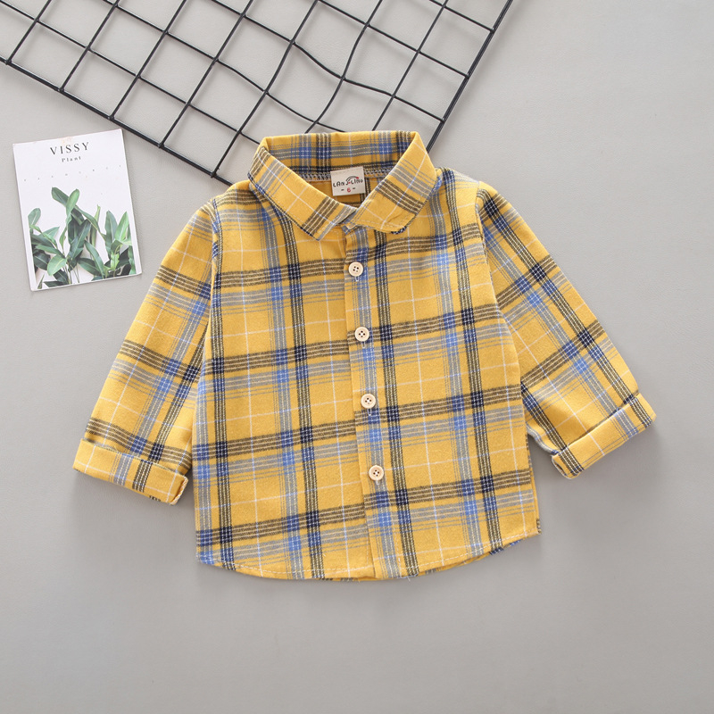 Cămașă casual nouă și versatilă pentru băieți, îmbrăcăminte elegantă pentru bebeluși de primăvară și toamnă, cămașă în carouri pentru fete, îmbrăcăminte de bază pentru copii cu personaje de desene animate