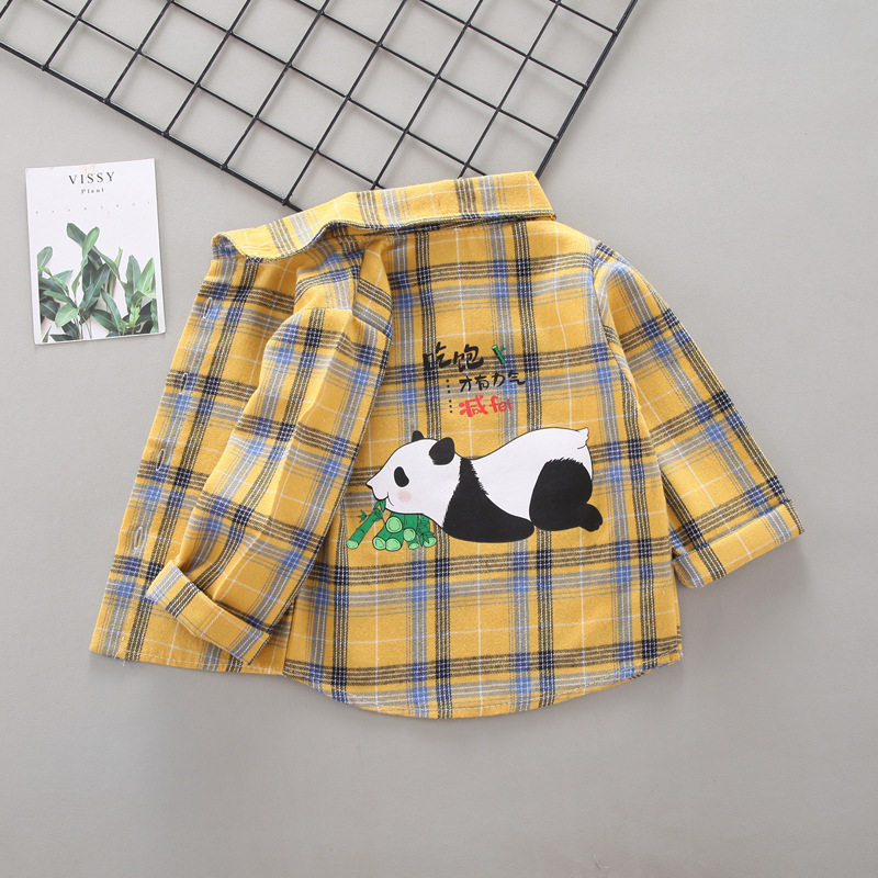 Cămașă casual nouă și versatilă pentru băieți, îmbrăcăminte elegantă pentru bebeluși de primăvară și toamnă, cămașă în carouri pentru fete, îmbrăcăminte de bază pentru copii cu personaje de desene animate