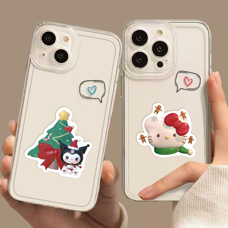 50 броя PVC стикери Санрио - коледни карикатури, принтирани, за калъфи за телефони, лаптопи, бутилки за вода, планери и велосипеди