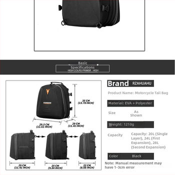Motociklo galinės sėdynės krepšys | Saugojimas, 28 L, modelis 533, prekių ženklas RZAHUAHU
