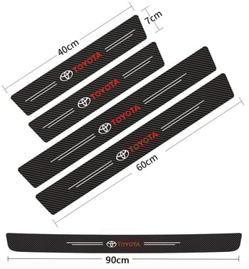 Προστατευτικό μαρσπιέ πόρτας General Motors, αυτοκόλλητο 5 τεμαχίων από ανάγλυφο δέρμα άνθρακα, πεντάλ καλωσορίσματος, διακοσμητική ταινία χαρακτήρων κινουμένων σχεδίων, ανθεκτικό στις γρατσουνιές