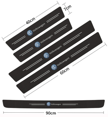 Προστατευτικό μαρσπιέ πόρτας General Motors, αυτοκόλλητο 5 τεμαχίων από ανάγλυφο δέρμα άνθρακα, πεντάλ καλωσορίσματος, διακοσμητική ταινία χαρακτήρων κινουμένων σχεδίων, ανθεκτικό στις γρατσουνιές