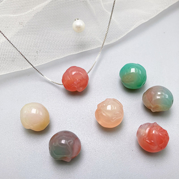 Achátból készült szabad gyöngyök Buddha-fej mintával, gömbölyű gyöngyök, gyöngyházfényű bevonat