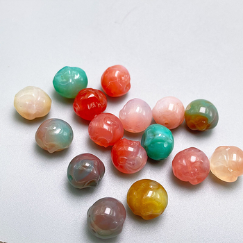 Achátból készült szabad gyöngyök Buddha-fej mintával, gömbölyű gyöngyök, gyöngyházfényű bevonat