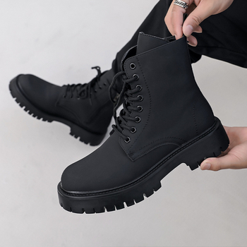 Martin čizme za zimu, visoke, britanski stil, bočni zip i stražnje vezanje, gumeni potplat, visina potplata 3-5 cm