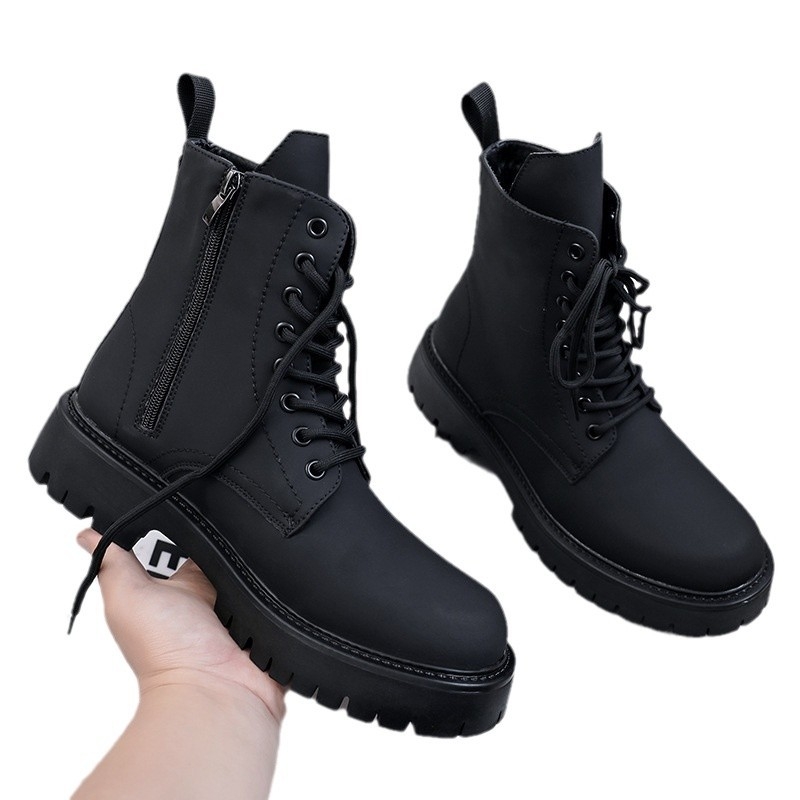 Martin čizme za zimu, visoke, britanski stil, bočni zip i stražnje vezanje, gumeni potplat, visina potplata 3-5 cm