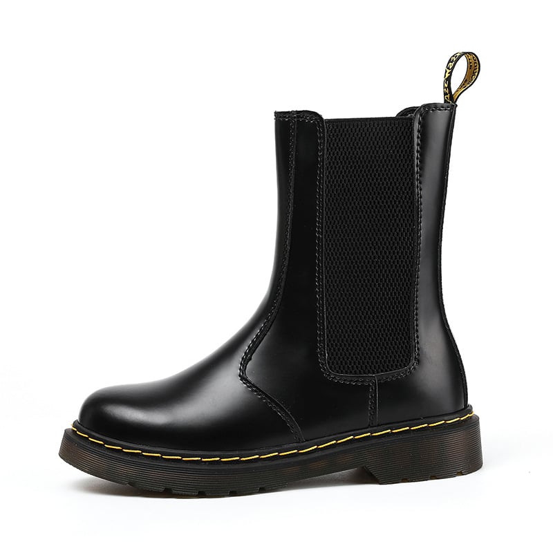 Chelsea čizme za parove, unisex, gornji dio od prave kože, gumena potplata, srednja visina potkoljenice, okrugli vrh prsta