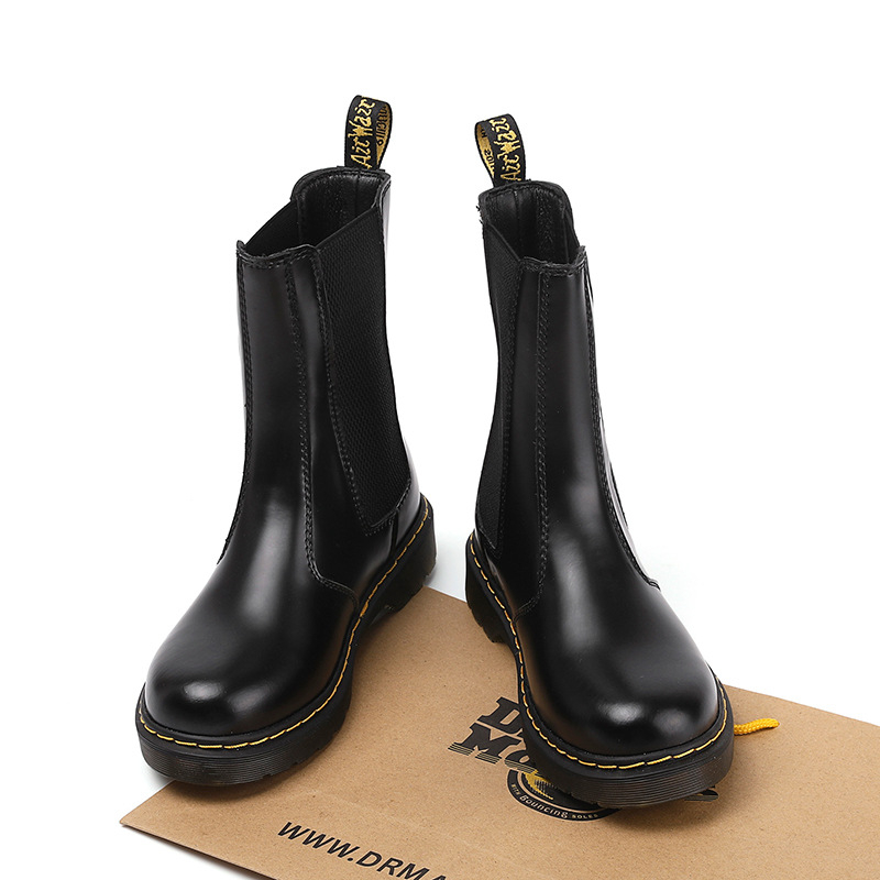 Chelsea čizme za parove, unisex, gornji dio od prave kože, gumena potplata, srednja visina potkoljenice, okrugli vrh prsta