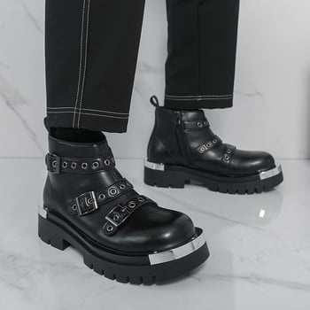 Μάρτιν μποτάκια, δερμάτινο επάνω μέρος, καουτσούκ σόλα, πλευρικός φερμουάρ, στρογγυλή μύτη