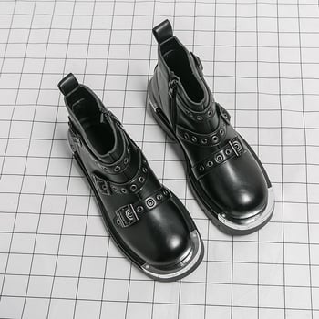 Μάρτιν μποτάκια, δερμάτινο επάνω μέρος, καουτσούκ σόλα, πλευρικός φερμουάρ, στρογγυλή μύτη