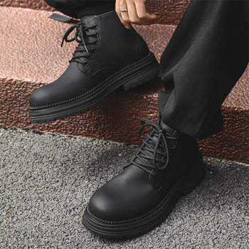 Vyriniai Martin batai, aukštas viršus, PU viršus, guma padas, apvali nosis, anti-slip, vidutinio aukščio kulnas 3–5 cm