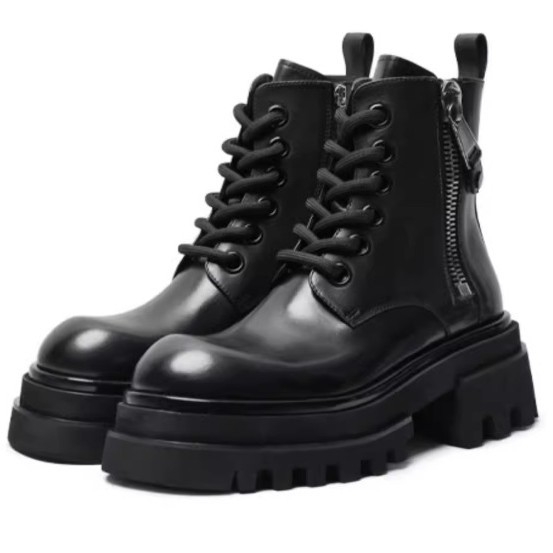 Martin bateliai, britų stilius, šoninis užtrauktukas, viršus iš dalintos odos, padas iš gumos putų