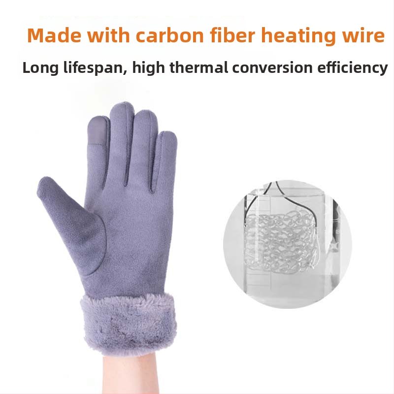 USB uzsildāmās cimdi no velūra riteņbraukšanai ar skārienjutīgu ekrānu un inteliģentu temperatūras kontroli