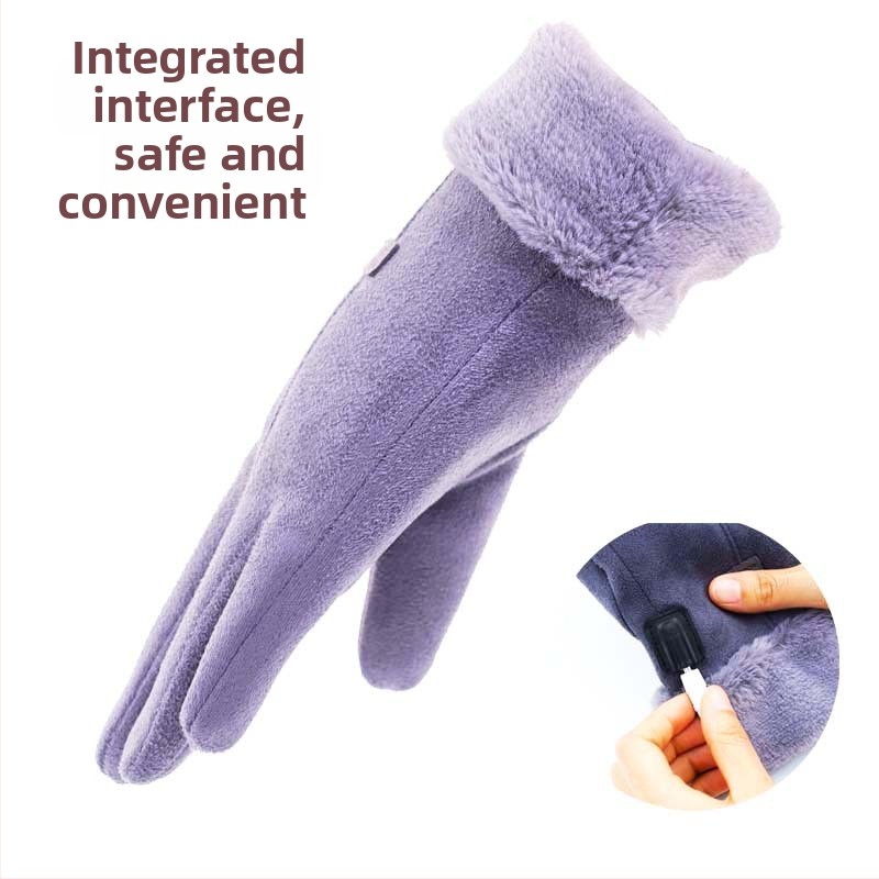 USB uzsildāmās cimdi no velūra riteņbraukšanai ar skārienjutīgu ekrānu un inteliģentu temperatūras kontroli