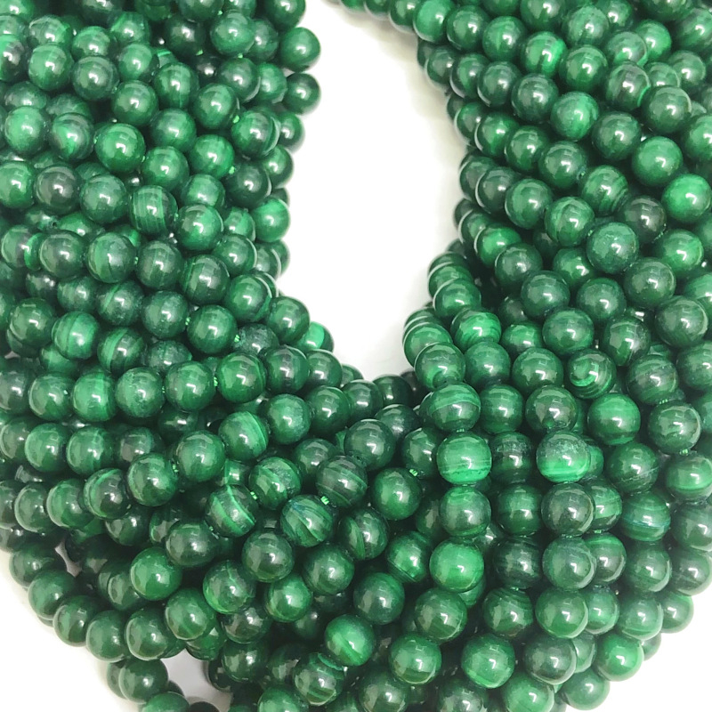 Prirodne malahitne okrugle perle, labave perle, poluproizvod za DIY narukvicu i ogrlicu, s agatnim perlama, promjer 6 mm