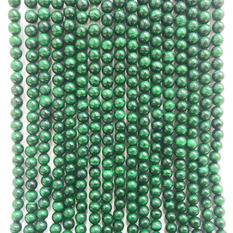 Prirodne malahitne okrugle perle, labave perle, poluproizvod za DIY narukvicu i ogrlicu, s agatnim perlama, promjer 6 mm
