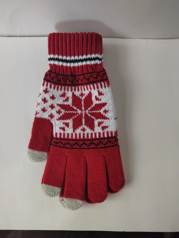 Korejos stiliaus aštuonkampio gėlių jutiklinio ekrano pirštinės, vilnos pamušalas, jacquard žieminės šiltos pirštinės vyrams ir moterims dviratininkams, ilgis 21 cm