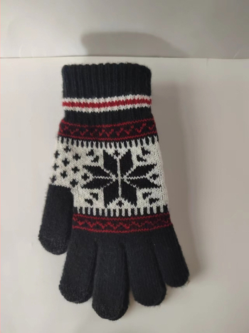 Korejos stiliaus aštuonkampio gėlių jutiklinio ekrano pirštinės, vilnos pamušalas, jacquard žieminės šiltos pirštinės vyrams ir moterims dviratininkams, ilgis 21 cm