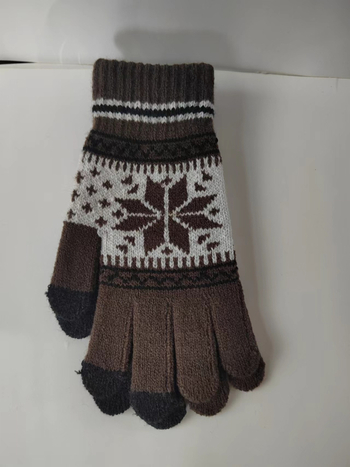 Korejos stiliaus aštuonkampio gėlių jutiklinio ekrano pirštinės, vilnos pamušalas, jacquard žieminės šiltos pirštinės vyrams ir moterims dviratininkams, ilgis 21 cm