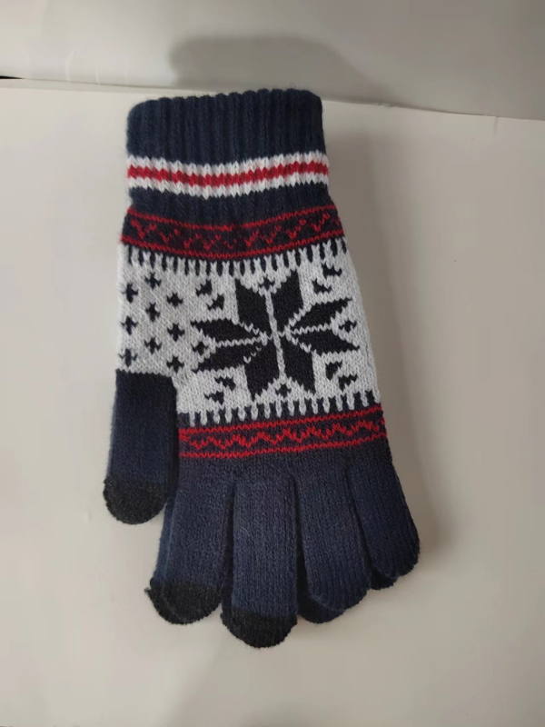 Korejos stiliaus aštuonkampio gėlių jutiklinio ekrano pirštinės, vilnos pamušalas, jacquard žieminės šiltos pirštinės vyrams ir moterims dviratininkams, ilgis 21 cm