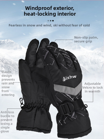 Aixhw slidinėjimo pirštinės – vėju atsparios ir šiltos, suaugusiems, neutralaus lyties