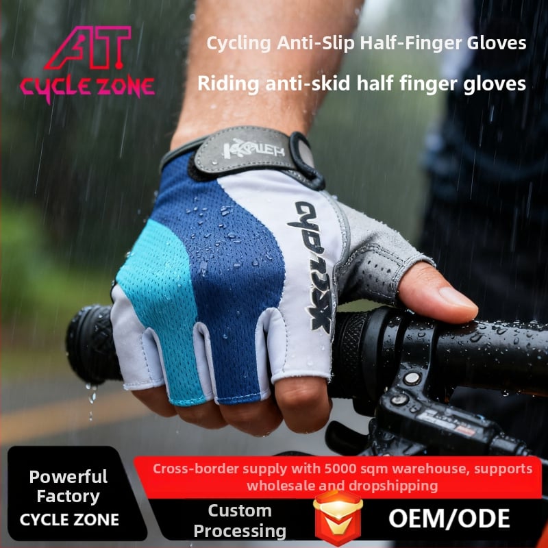 Dviračių pirštinės su pusiau pirštais - neslystančios, kvėpuojančios, poliesteris, unisex, suaugusieji