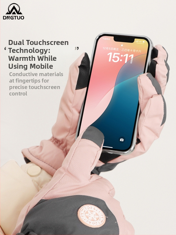 Unisex žieminės pirštinės su jutikliniu ekranu, storos ir atsparūs vandeniui, pagamintos iš poliesterio, skirtos dviračių sportui