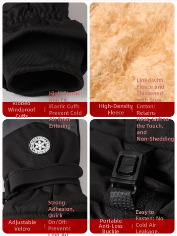 Unisex žieminės pirštinės su jutikliniu ekranu, storos ir atsparūs vandeniui, pagamintos iš poliesterio, skirtos dviračių sportui