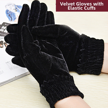 Moteriški auksinio sametio pirštinės — žiemai šiluma, tinkamos lauko fitnesui ir dviračių sportui, daugkartinio naudojimo, ilgis apie 19–20 cm