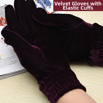 Moteriški auksinio sametio pirštinės — žiemai šiluma, tinkamos lauko fitnesui ir dviračių sportui, daugkartinio naudojimo, ilgis apie 19–20 cm