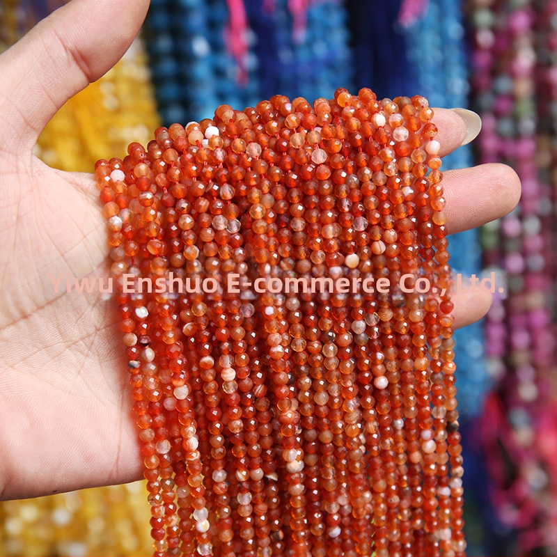 Fasetirane crvene ahat kuglice 4 mm – dijelovi za DIY prsten, nakit, male perle od crvenog ahata