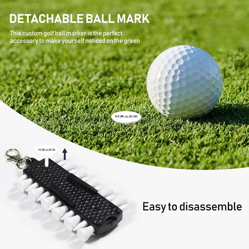 Stalak za golf tee i alat za označavanje lopti, drveno-plastična konstrukcija, brend JH, golf dodaci
